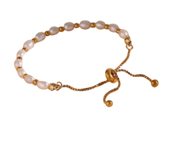 Elegant Pearls & Gold Duo Bracelet